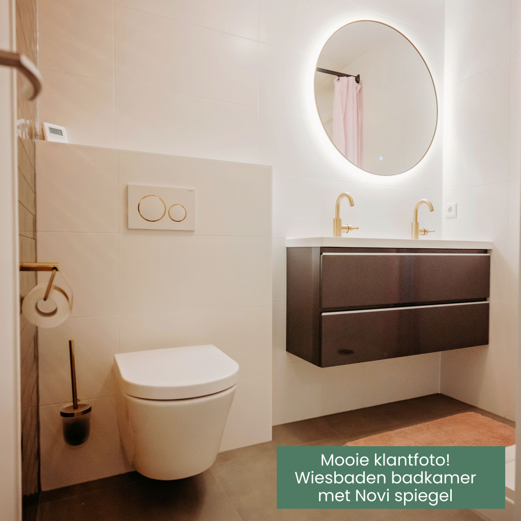 Wiesbaden Novi Spiegel Rond Messing met Led Verlichting